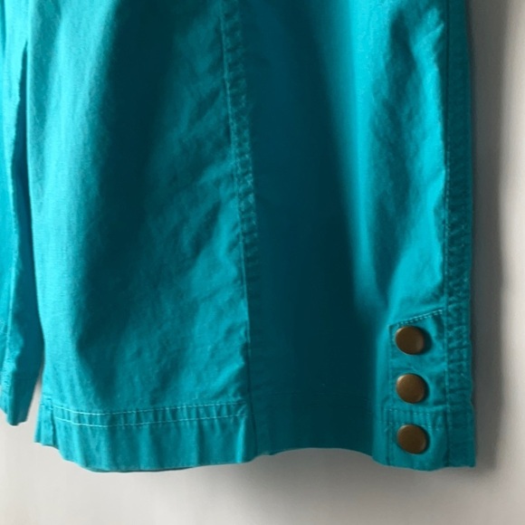 Kim Rogers Bermuda Shorts Size 14 Aqua Bronze Button Detail - Picture 11 of 13